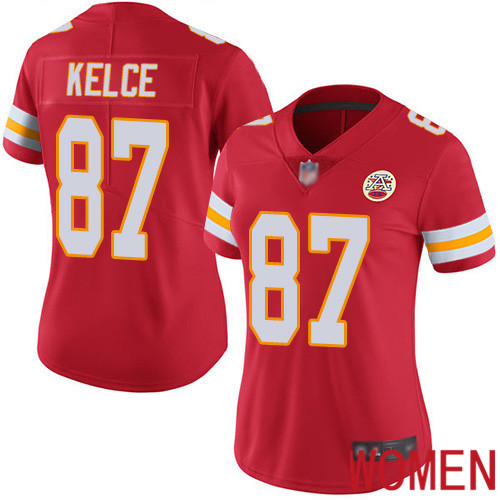 Women Kansas City Chiefs #87 Kelce Travis Red Team Color Vapor Untouchable Limited Player Football Nike NFL Jersey->nfl t-shirts->Sports Accessory